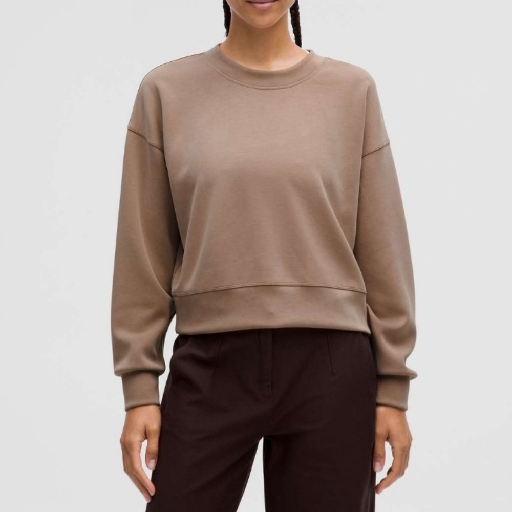 Lululemon Softstreme Perfectly Oversized Cropped Crew Taupetastic Size 10